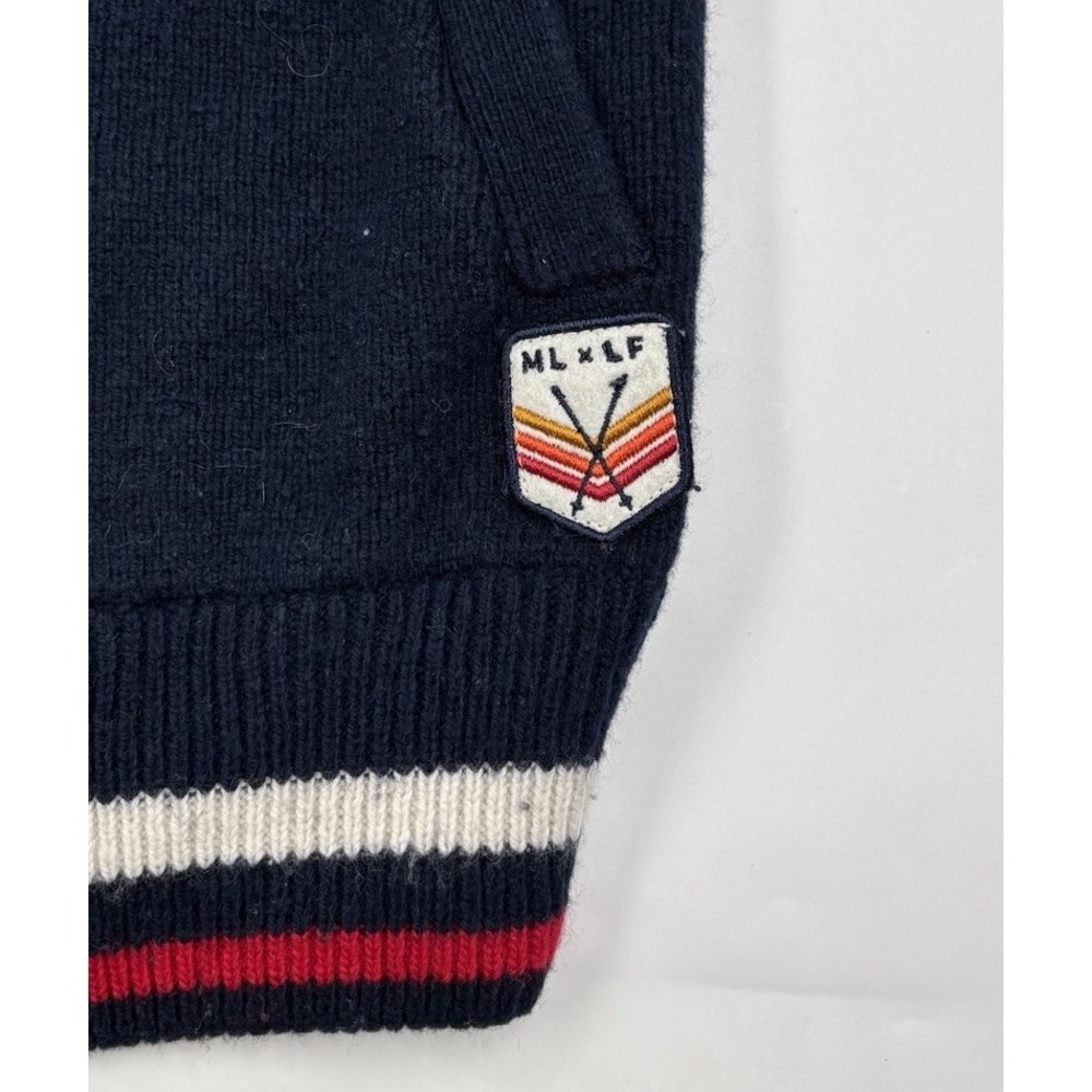 Marine Layer‎ Lost & Found Men's L Navy Wool Blend Full Zip Sweater - Picture 3 of 8